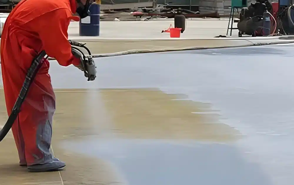 Step Two is the Polyurea Injection and Overfill